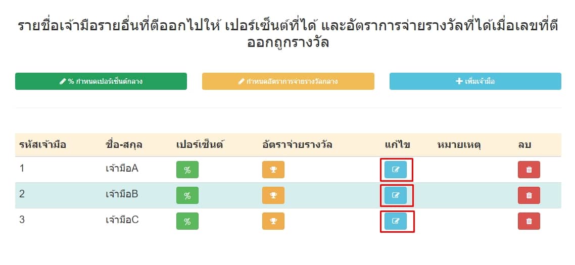 กดปุ่มแก้ไขข้อมูลเจ้ามืออื่น