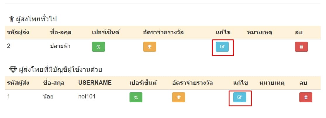กดปุ่มแก้ไขข้อมูลผู้ส่งโพย