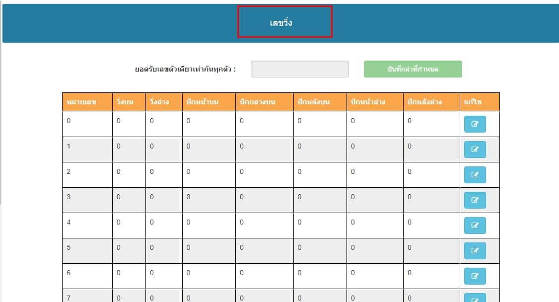 เมนูตั้งค่ายอดรับเลขวิ่ง